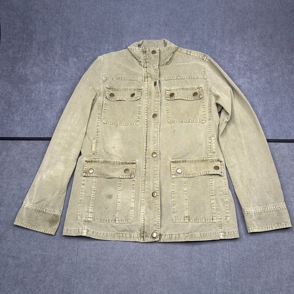 Forever 21 Utility Field Jacket Olive Green Y2k Military Snap Front Pockets Sz M
